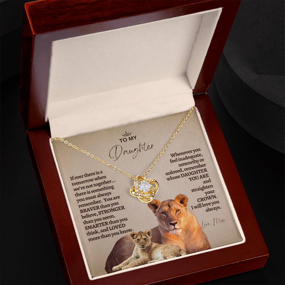 To My Daughter - Mother Daughter Gift -- Mother Daughter Jewelry - Straighten Your Crown - Lion Mother - Custom Jewelry