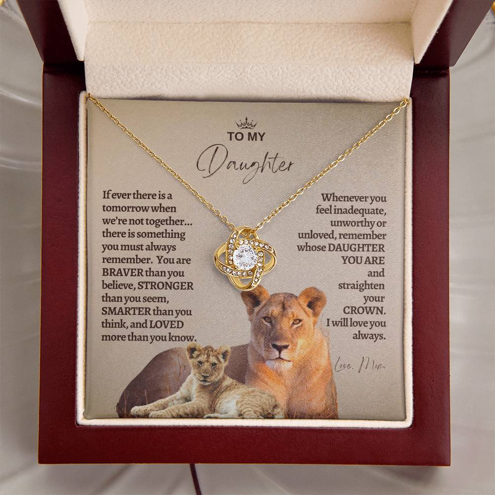 To My Daughter - Mother Daughter Gift -- Mother Daughter Jewelry - Straighten Your Crown - Lion Mother - Custom Jewelry