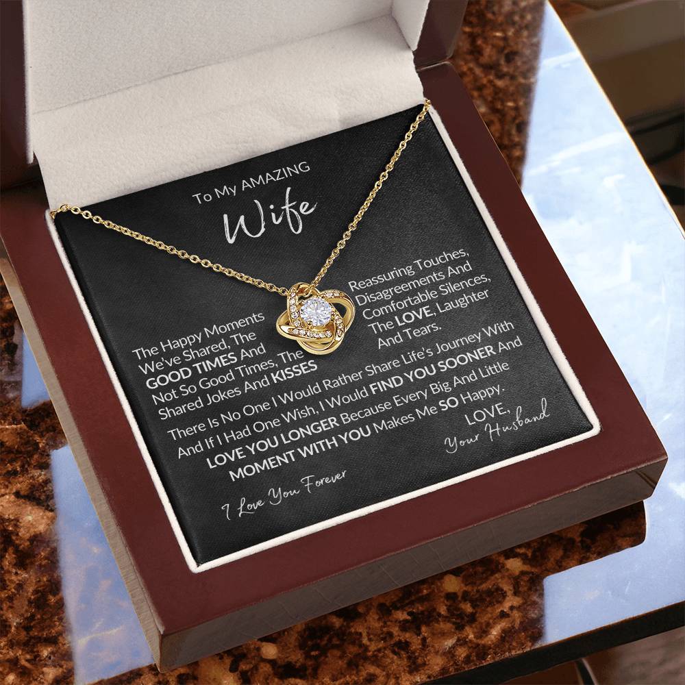 Amazing Wife - Love Knot Pendant Necklace - Love Knot Necklace Anniversary Gift