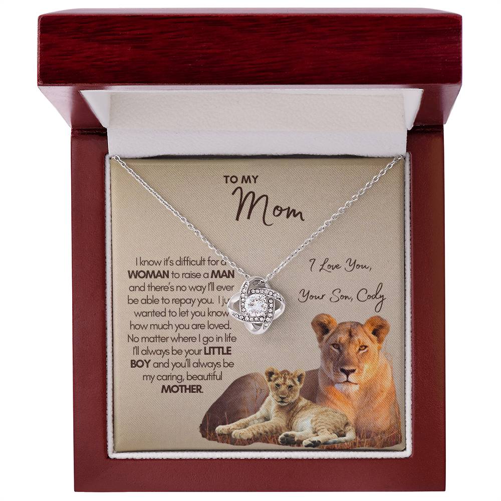 Personalized Mom Gift, Custom Gift for Mom, Custom Mom Necklace, Necklace Pendant, Gift for Mom from Son, Love Knot Necklace