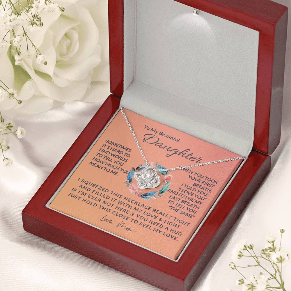 To My Beautiful Daughter - Love Knot Necklace - Love Knot Pendant - Gift from Mom - Daughter/Mom Gift - Gift for Her