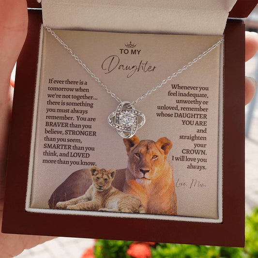 To My Daughter - Mother Daughter Gift -- Mother Daughter Jewelry - Straighten Your Crown - Lion Mother - Custom Jewelry