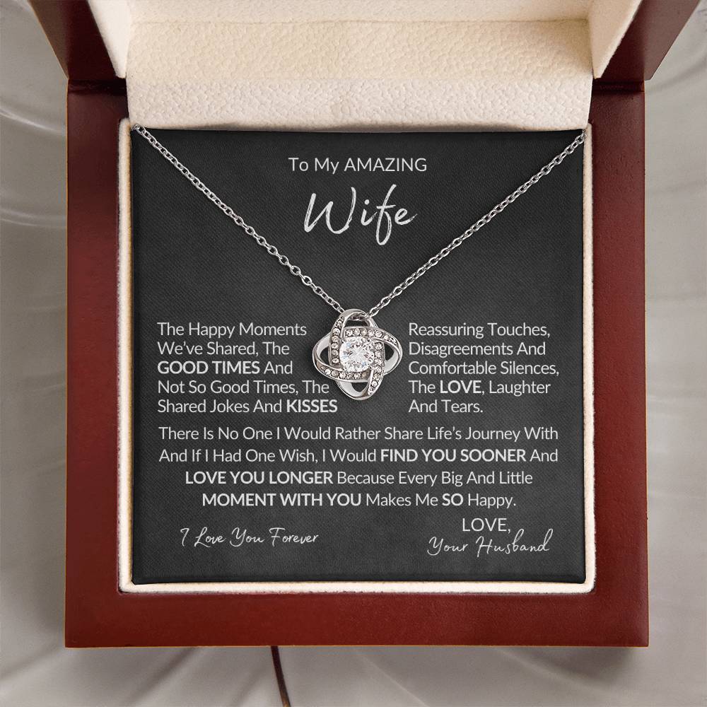 Amazing Wife - Love Knot Pendant Necklace - Love Knot Necklace Anniversary Gift