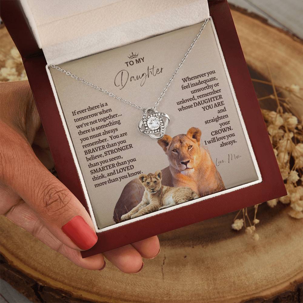 To My Daughter - Mother Daughter Gift -- Mother Daughter Jewelry - Straighten Your Crown - Lion Mother - Custom Jewelry