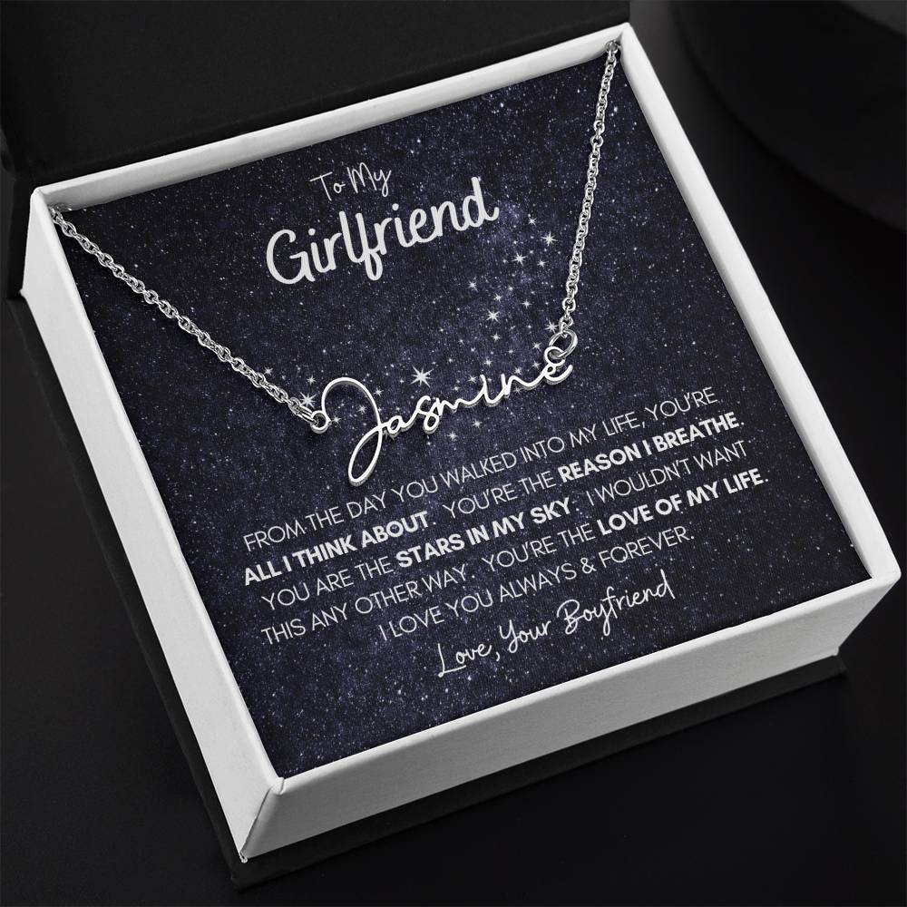 Personalized Name Necklace • To My Girlfriend • Stars In My Sky • Gold Name Necklace with Cable Chain • Perfect Gift for Her • Personalized Gift