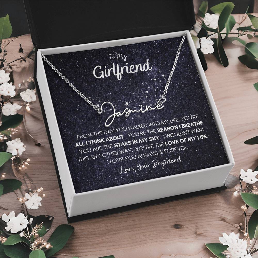 Personalized Name Necklace • To My Girlfriend • Stars In My Sky • Gold Name Necklace with Cable Chain • Perfect Gift for Her • Personalized Gift