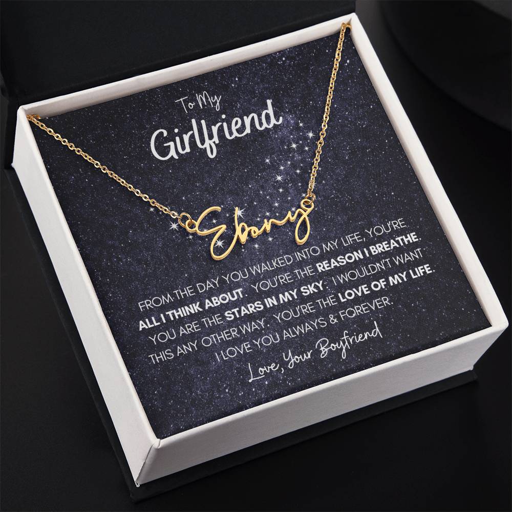 Personalized Name Necklace • To My Girlfriend • Stars In My Sky • Gold Name Necklace with Cable Chain • Perfect Gift for Her • Personalized Gift