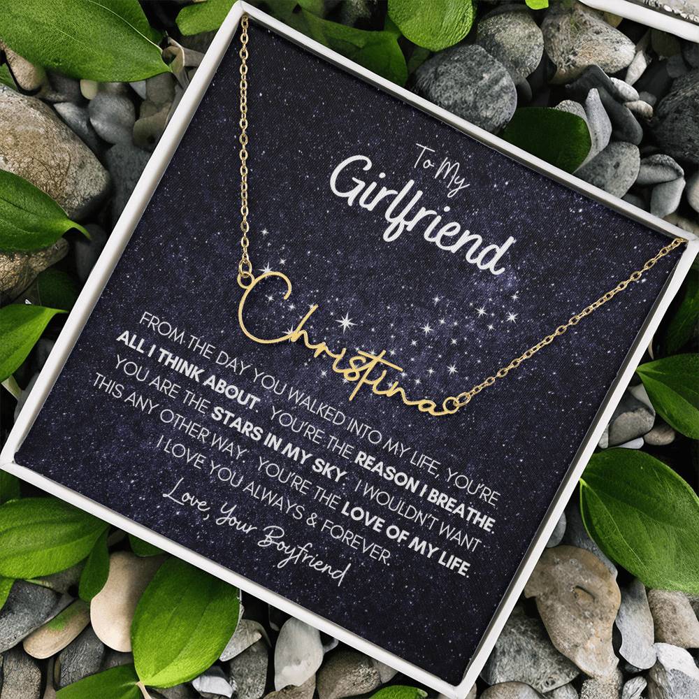 Personalized Name Necklace • To My Girlfriend • Stars In My Sky • Gold Name Necklace with Cable Chain • Perfect Gift for Her • Personalized Gift