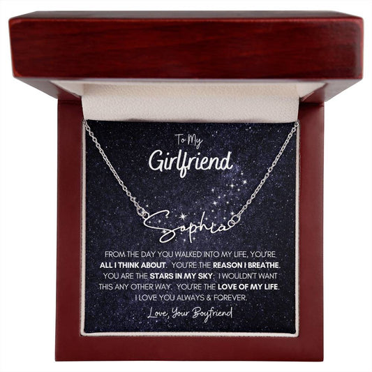 Personalized Name Necklace • To My Girlfriend • Stars In My Sky • Gold Name Necklace with Cable Chain • Perfect Gift for Her • Personalized Gift