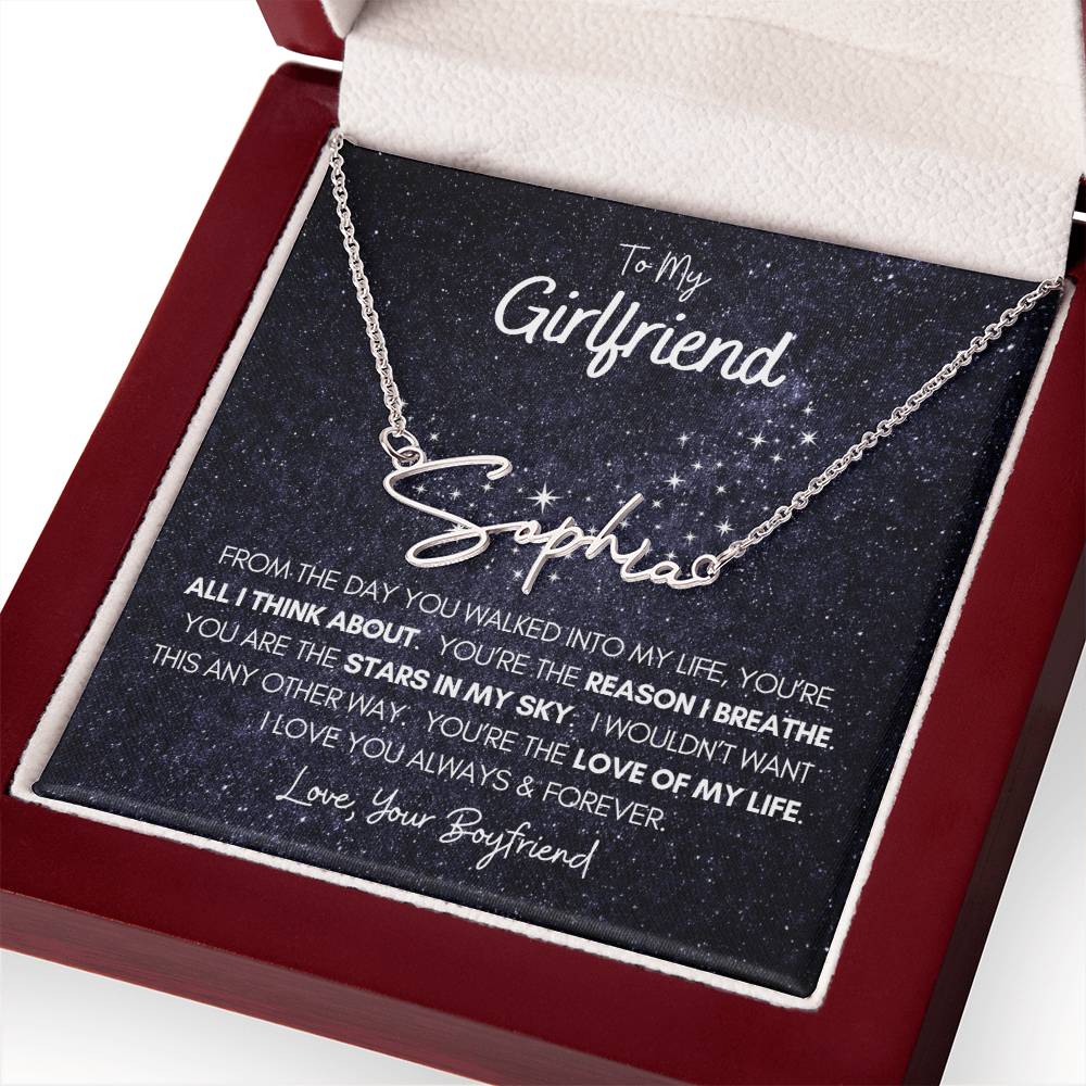 Personalized Name Necklace • To My Girlfriend • Stars In My Sky • Gold Name Necklace with Cable Chain • Perfect Gift for Her • Personalized Gift