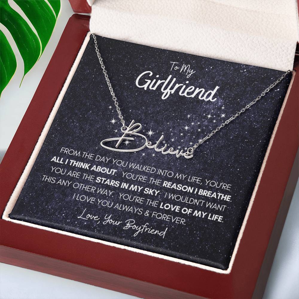 Personalized Name Necklace • To My Girlfriend • Stars In My Sky • Gold Name Necklace with Cable Chain • Perfect Gift for Her • Personalized Gift