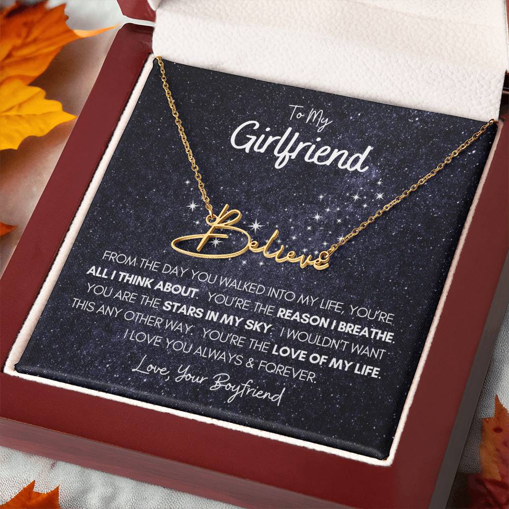 Personalized Name Necklace • To My Girlfriend • Stars In My Sky • Gold Name Necklace with Cable Chain • Perfect Gift for Her • Personalized Gift