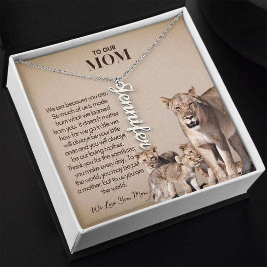 Personalized Vertical Name Necklace for Mom - Custom Gift to Mom - Gift for Mom - Custom Name Necklace