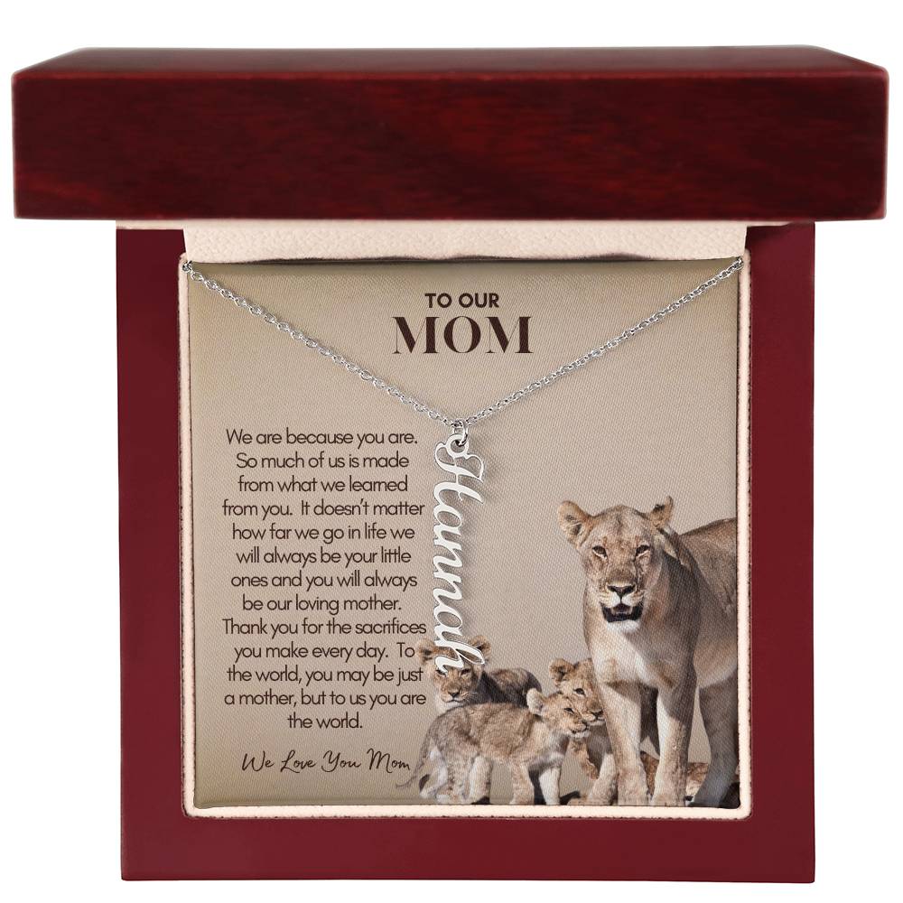 Personalized Vertical Name Necklace for Mom - Custom Gift to Mom - Gift for Mom - Custom Name Necklace