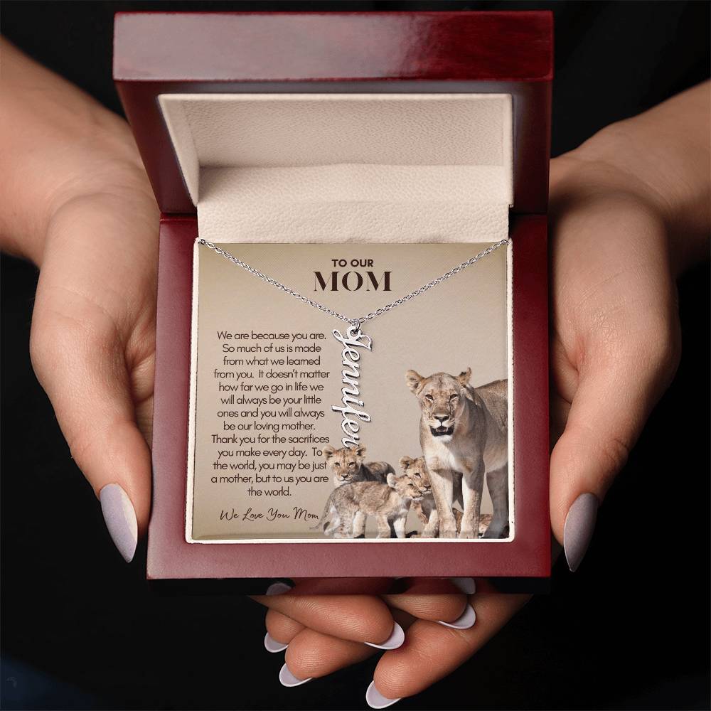 Personalized Vertical Name Necklace for Mom - Custom Gift to Mom - Gift for Mom - Custom Name Necklace