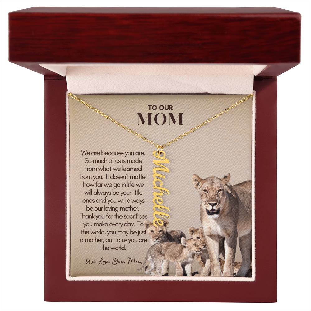 Personalized Vertical Name Necklace for Mom - Custom Gift to Mom - Gift for Mom - Custom Name Necklace