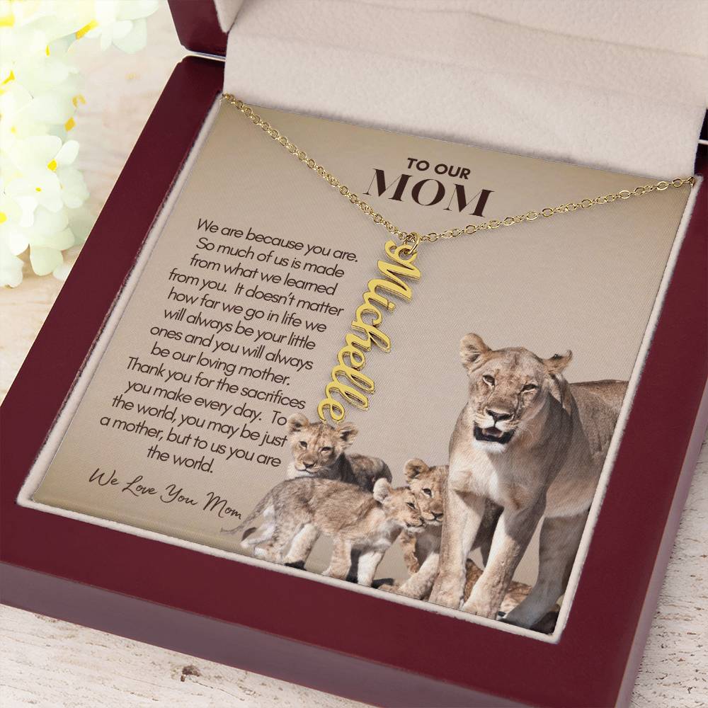 Personalized Vertical Name Necklace for Mom - Custom Gift to Mom - Gift for Mom - Custom Name Necklace