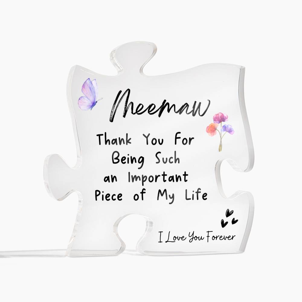 Puzzle Acrylic, Personalized Acrylic Plaque, Mom Gift, Gift for Meemaw, Custom Acrylic, Personalized Acrylic Gift