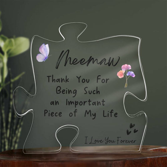 Puzzle Acrylic, Personalized Acrylic Plaque, Mom Gift, Gift for Meemaw, Custom Acrylic, Personalized Acrylic Gift