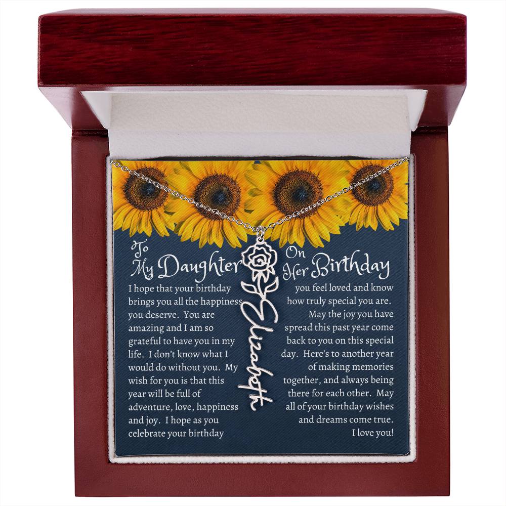 Personalized Name Necklace - Custom Birth Flower Name Necklace Pendant - Birth Month Flower Necklace - Personalized Minimalist Jewelry. Women, Bridesmaid, Christmas, Birthday