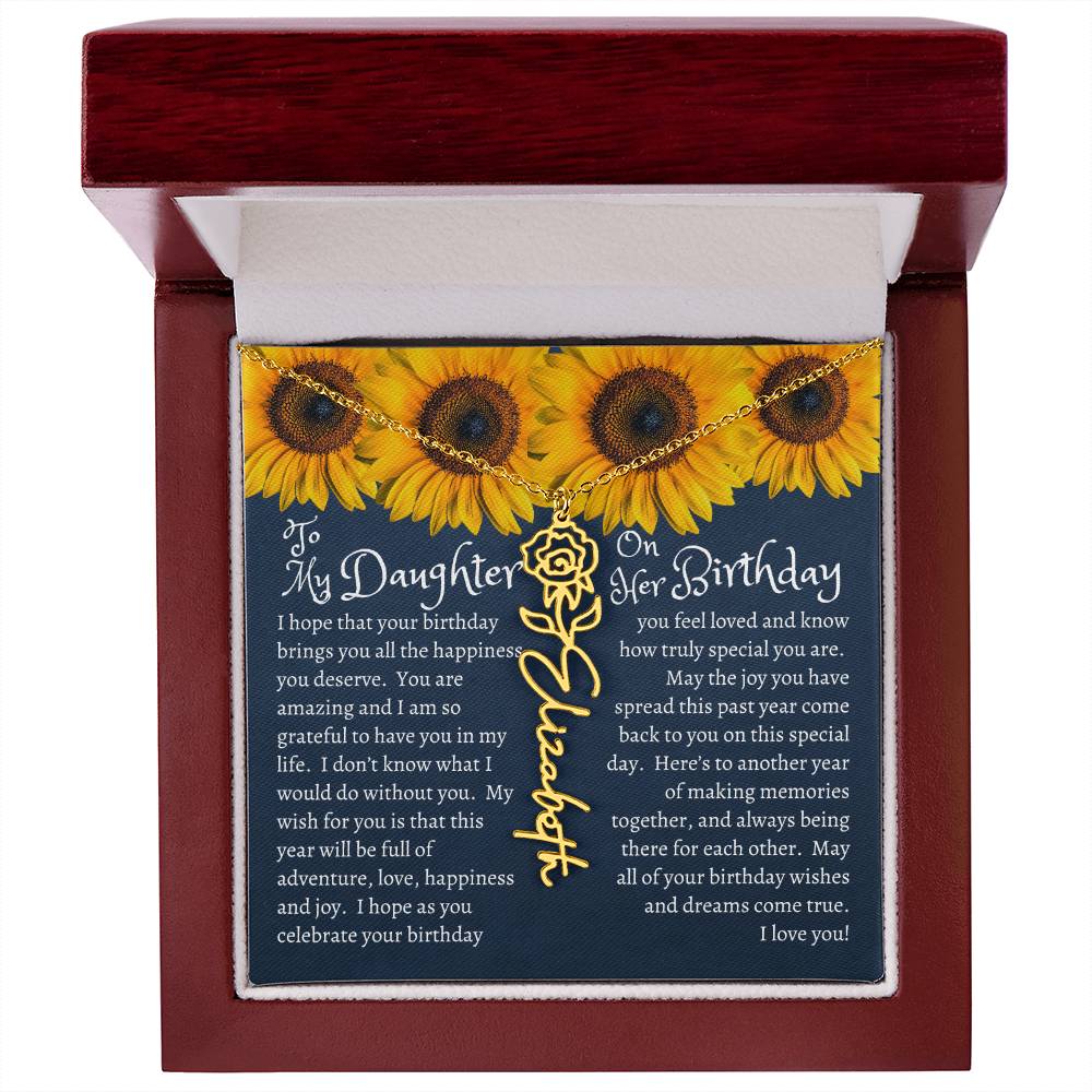 Personalized Name Necklace - Custom Birth Flower Name Necklace Pendant - Birth Month Flower Necklace - Personalized Minimalist Jewelry. Women, Bridesmaid, Christmas, Birthday