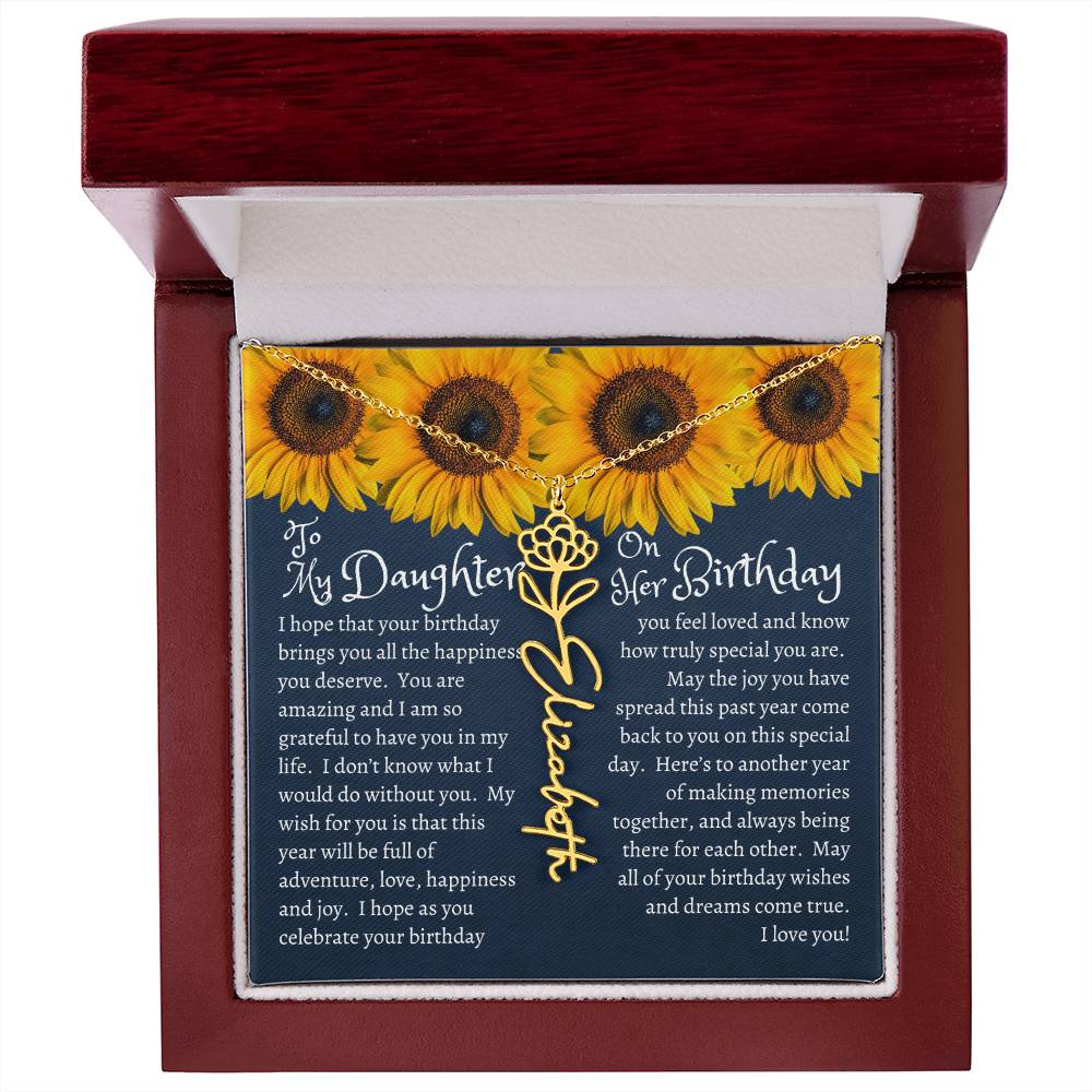 Personalized Name Necklace - Custom Birth Flower Name Necklace Pendant - Birth Month Flower Necklace - Personalized Minimalist Jewelry. Women, Bridesmaid, Christmas, Birthday