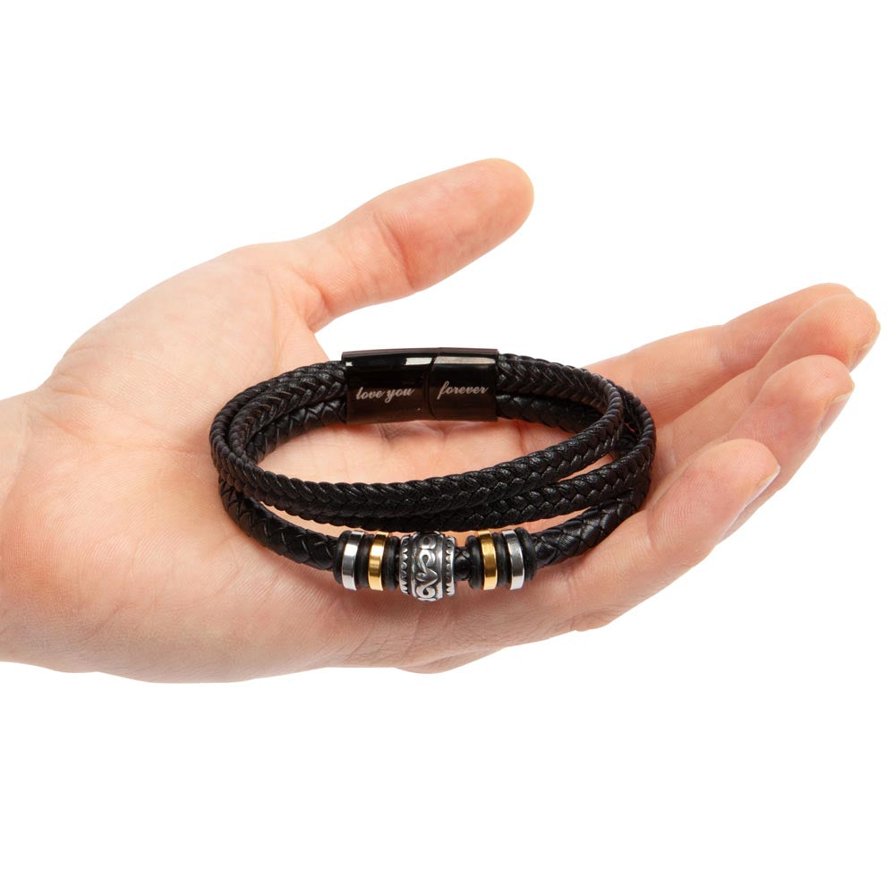 Vegan Leather Bracelet For Son From His Parents - Gift for Son on His Birthday - Grown-up Son Bracelet Gift - Meaningful Graduation Gift for Son - Wedding Gift
