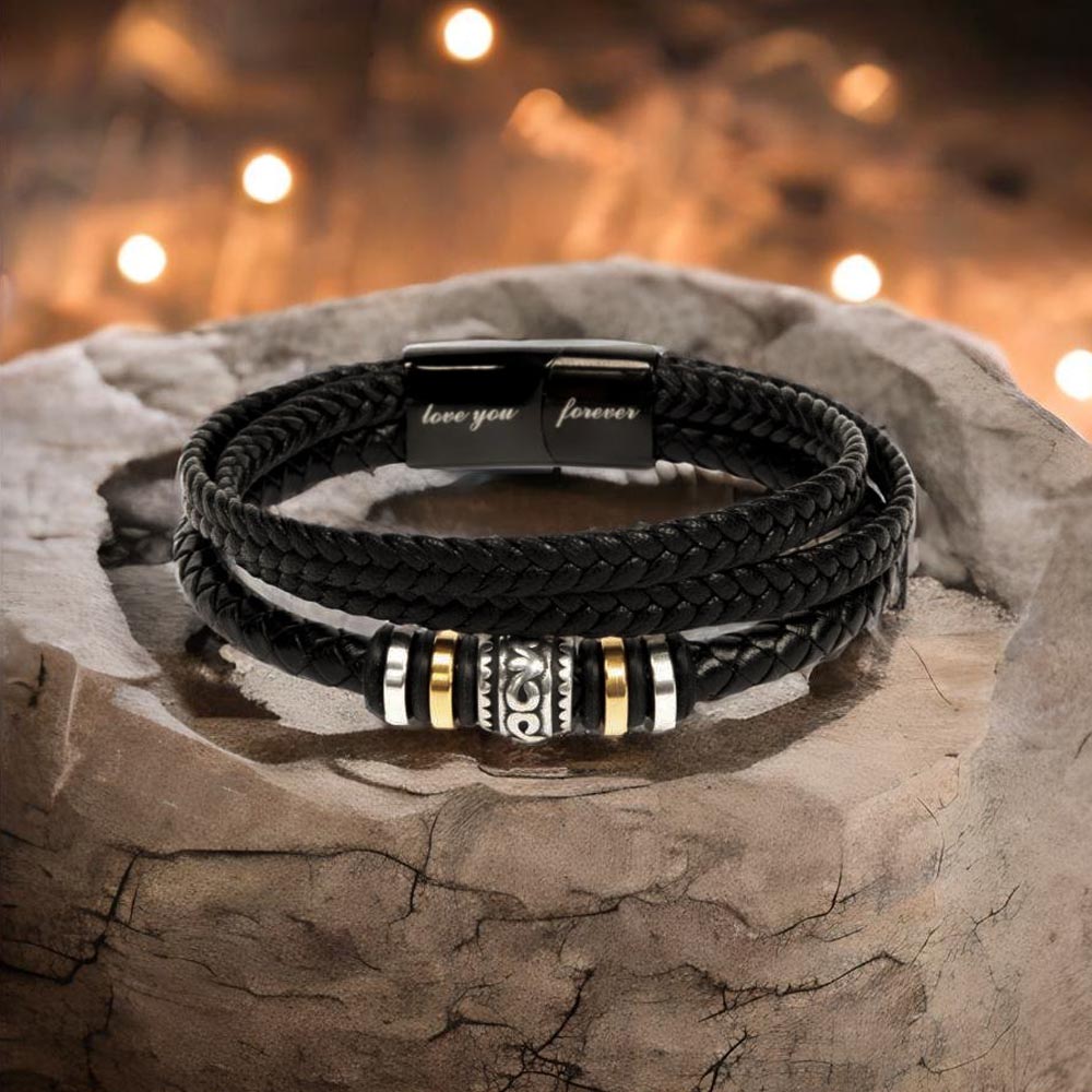 Vegan Leather Bracelet For Son From His Parents - Gift for Son on His Birthday - Grown-up Son Bracelet Gift - Meaningful Graduation Gift for Son - Wedding Gift