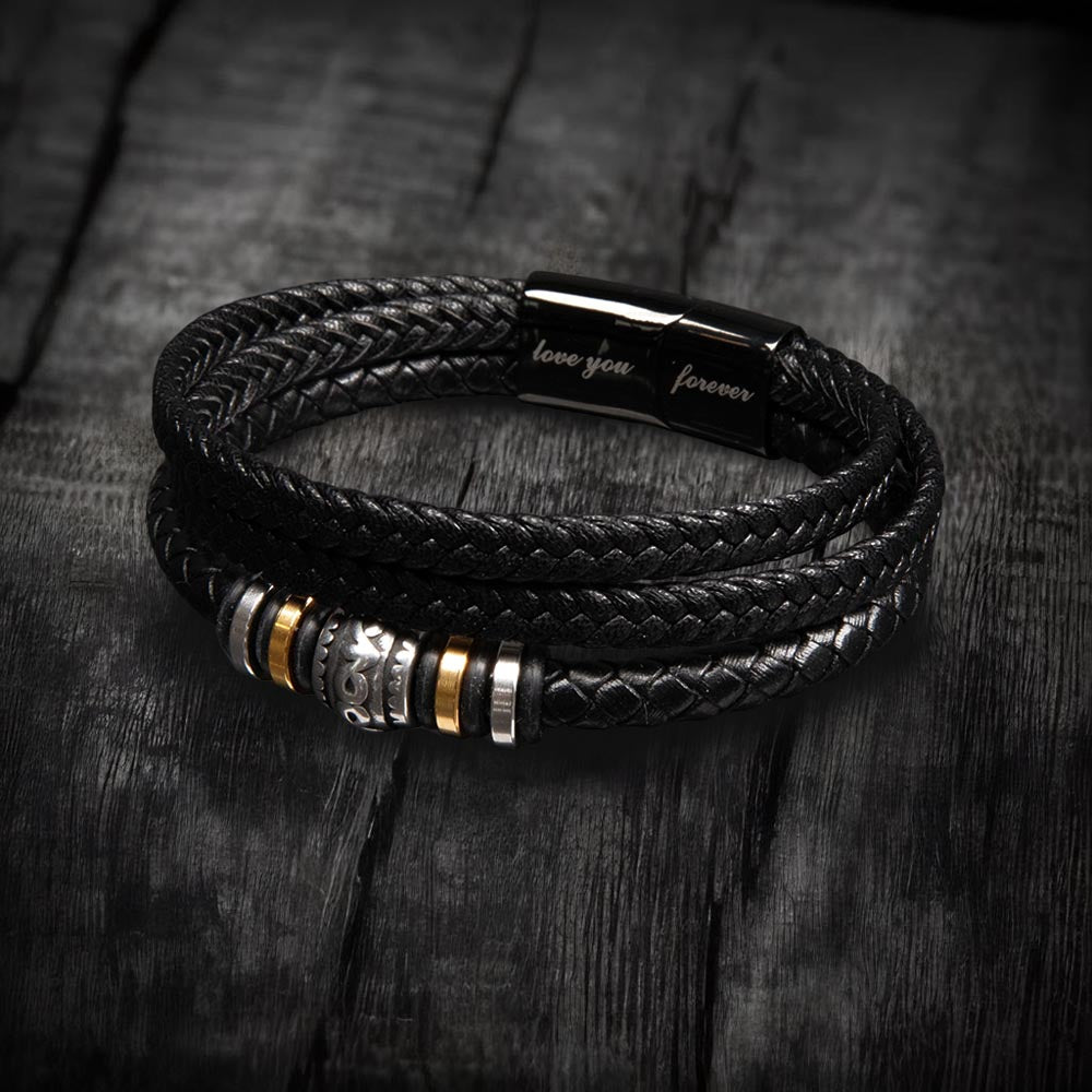 Vegan Leather Bracelet For Son From His Parents - Gift for Son on His Birthday - Grown-up Son Bracelet Gift - Meaningful Graduation Gift for Son - Wedding Gift