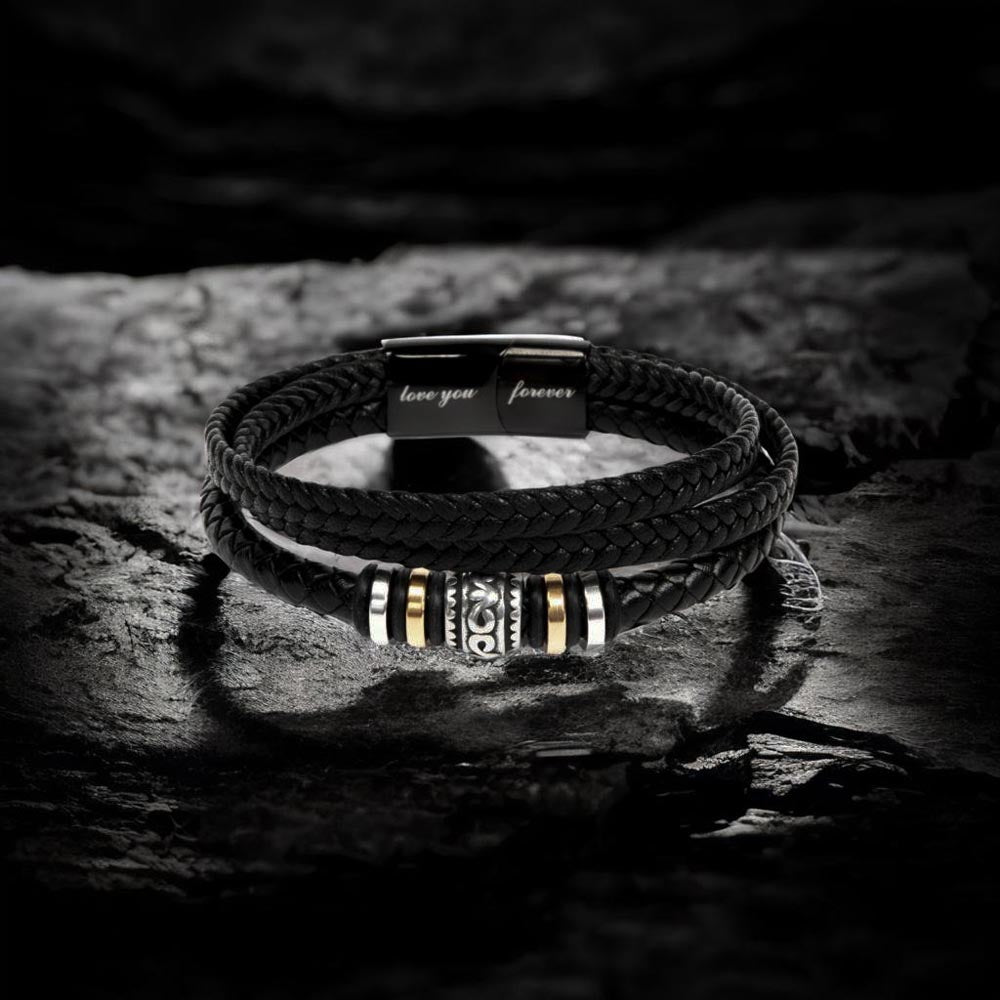 Vegan Leather Bracelet For Son From His Parents - Gift for Son on His Birthday - Grown-up Son Bracelet Gift - Meaningful Graduation Gift for Son - Wedding Gift