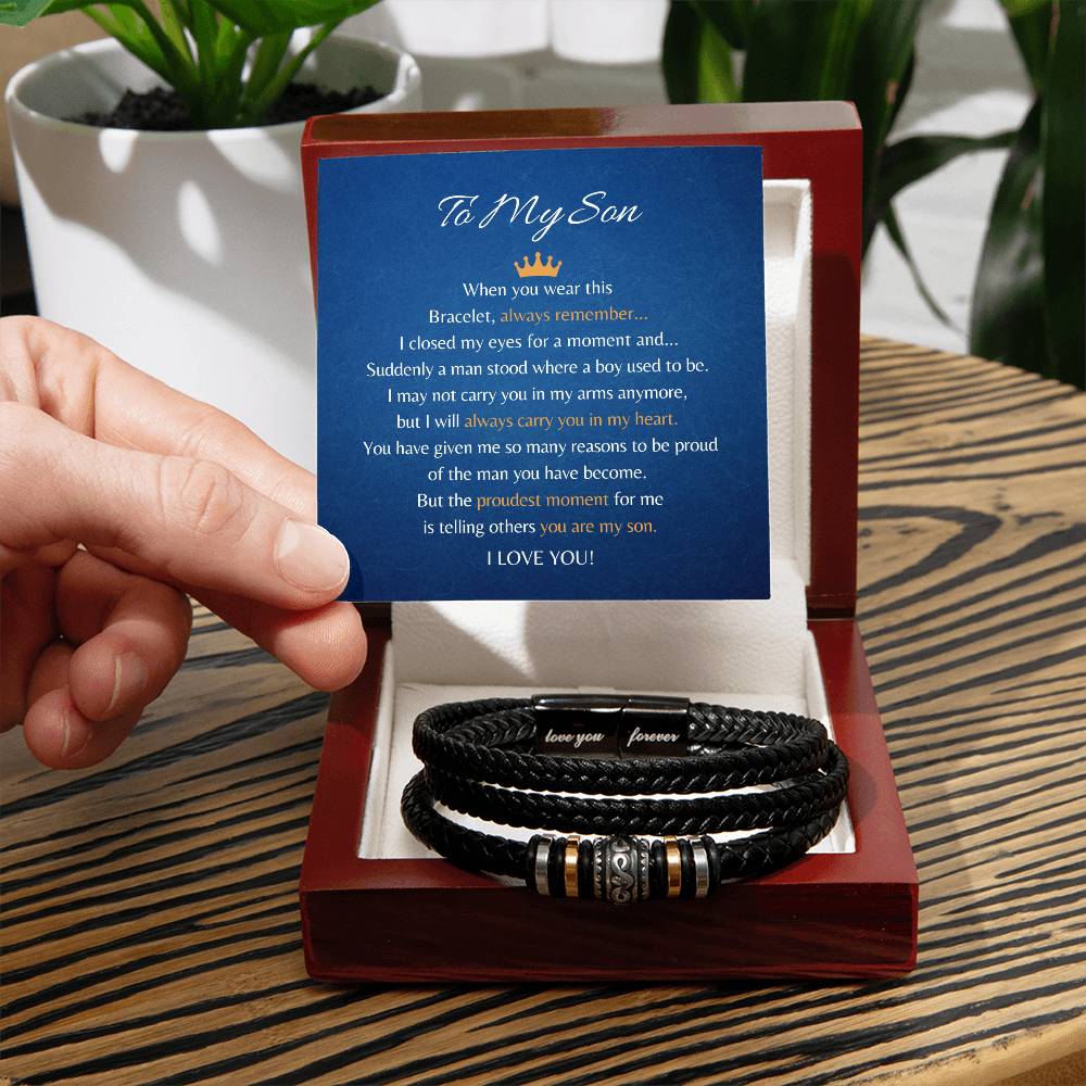 Vegan Leather Bracelet For Son From His Parents - Gift for Son on His Birthday - Grown-up Son Bracelet Gift - Meaningful Graduation Gift for Son - Wedding Gift