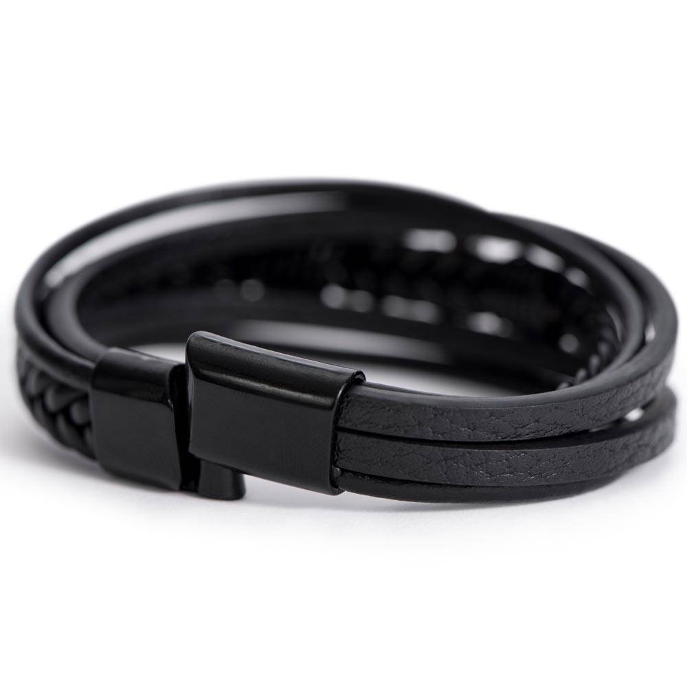 To My Son - Men's Cross Leather Bracelet - Mother Son Gift - Gift for Son - Vegan Leather