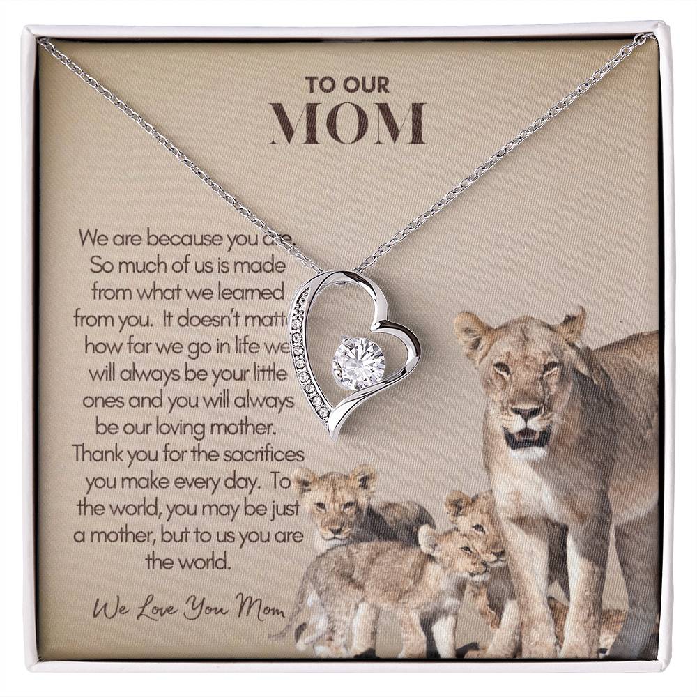 Personalized Mom Gift, Personalized Gift for Mom, Custom Gift for Mom, Necklace Pendant, Gift for Mom from Three Children, Lion Mama with Cubs Message Card, Mother's Day Gift