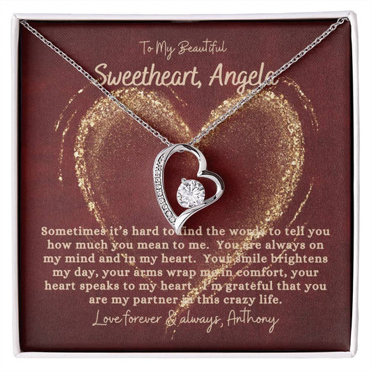 valentine's gift, gift for her, sweetheart gift, forever love necklace, jewelry gift, heart necklace, personalized gift, personalized necklace gift, message card, giftcard, love gift,