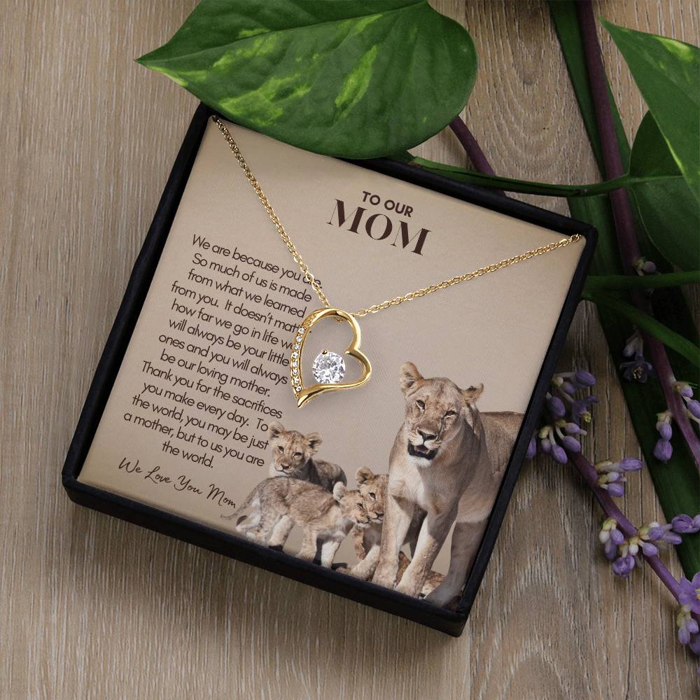 Personalized Mom Gift, Personalized Gift for Mom, Custom Gift for Mom, Necklace Pendant, Gift for Mom from Three Children, Lion Mama with Cubs Message Card, Mother's Day Gift