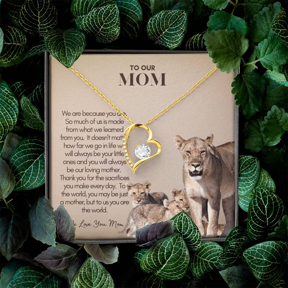 Personalized Mom Gift, Personalized Gift for Mom, Custom Gift for Mom, Necklace Pendant, Gift for Mom from Three Children, Lion Mama with Cubs Message Card, Mother's Day Gift