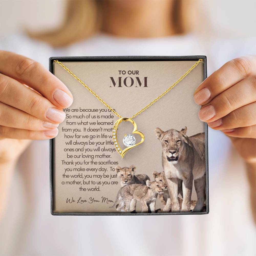 Personalized Mom Gift, Personalized Gift for Mom, Custom Gift for Mom, Necklace Pendant, Gift for Mom from Three Children, Lion Mama with Cubs Message Card, Mother's Day Gift