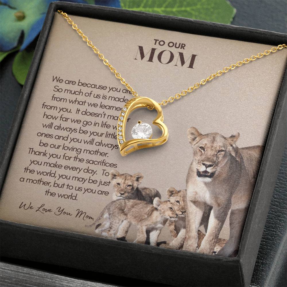 Personalized Mom Gift, Personalized Gift for Mom, Custom Gift for Mom, Necklace Pendant, Gift for Mom from Three Children, Lion Mama with Cubs Message Card, Mother's Day Gift