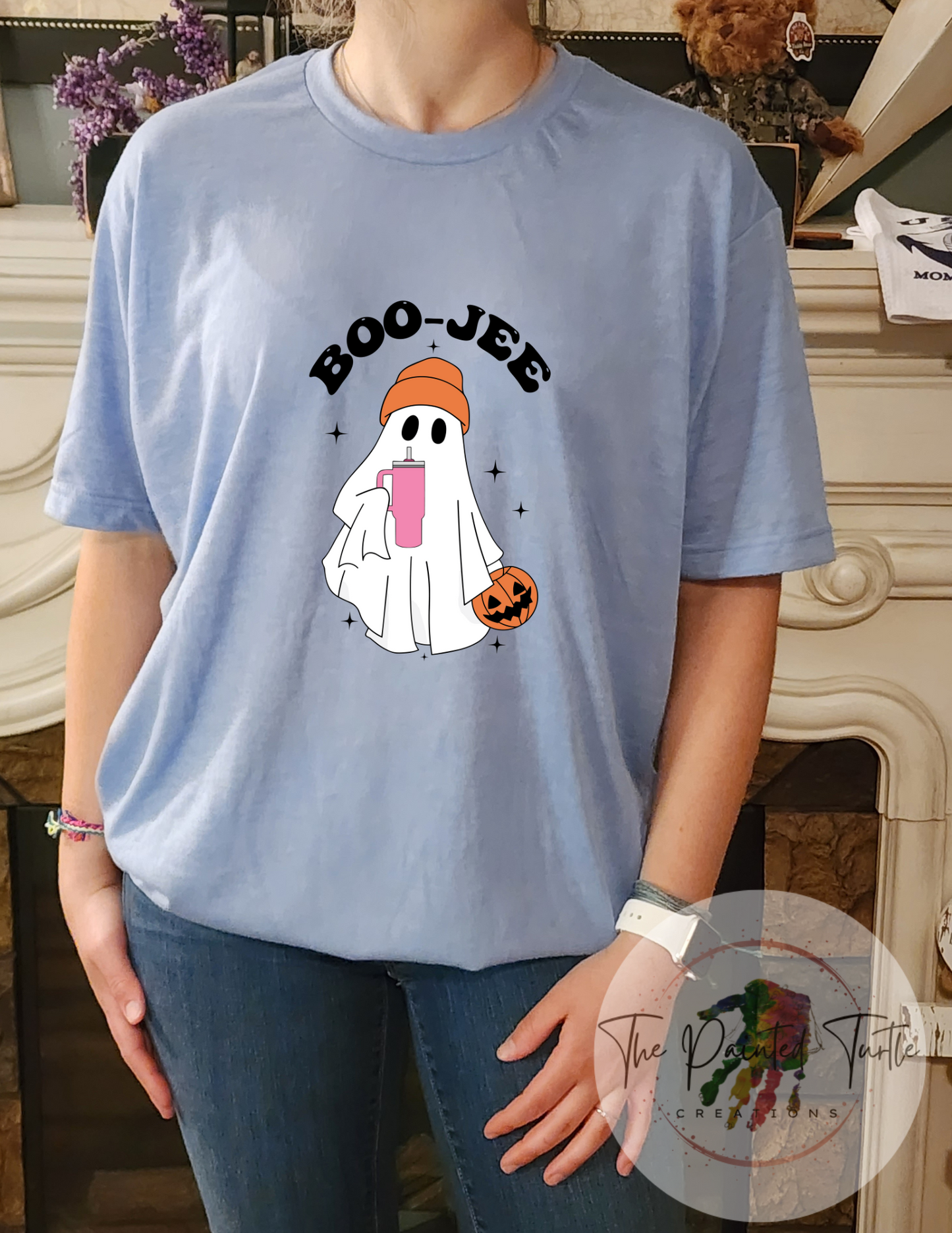 Boo-Jee Ghost w/ Tumbler and Toboggan - Halloween - Fall