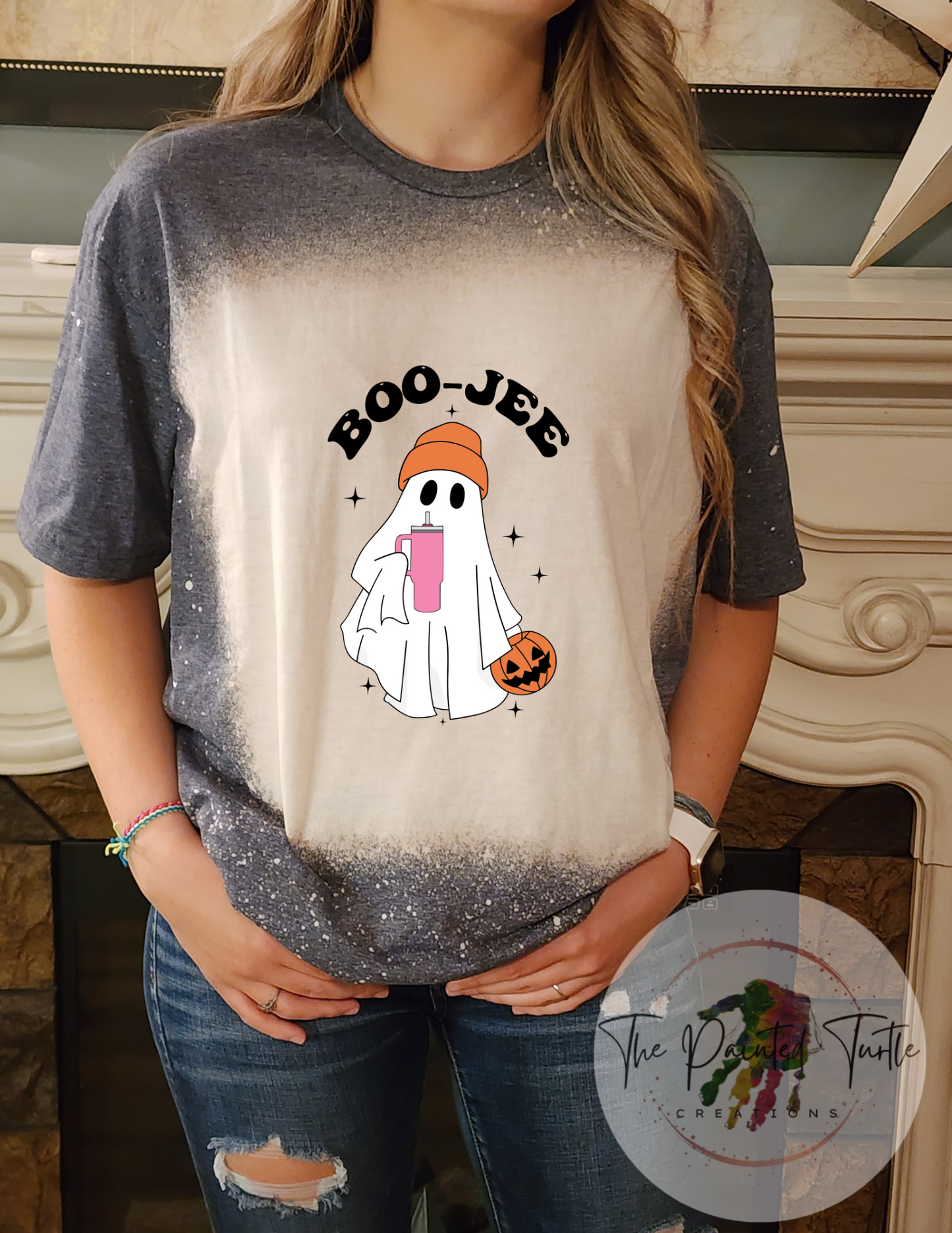 Boo-Jee Ghost w/ Tumbler and Toboggan - Halloween - Fall
