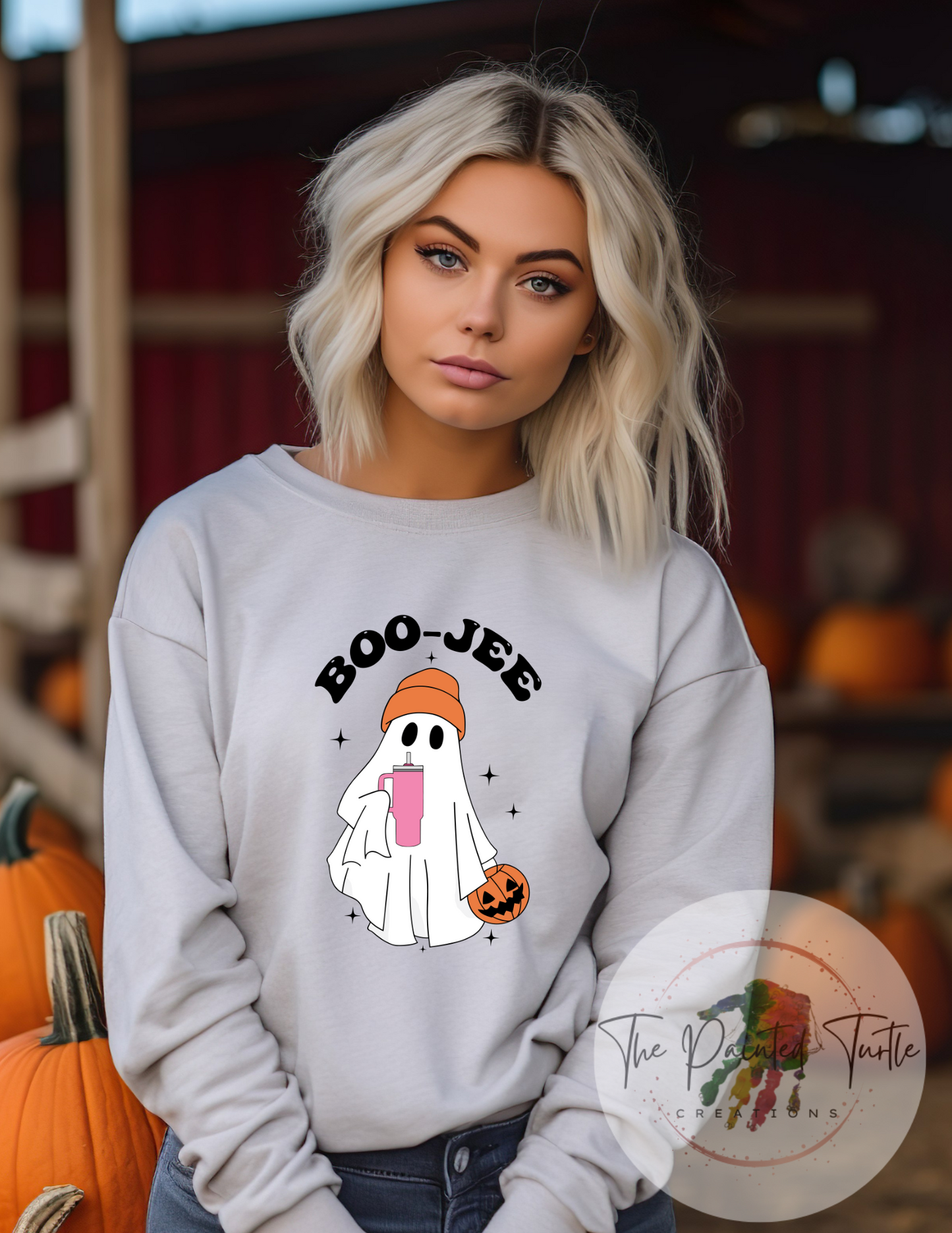 Boo-Jee Ghost w/ Tumbler and Toboggan - Halloween - Fall