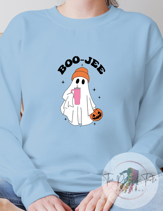 Boo-Jee Ghost w/ Tumbler and Toboggan - Halloween - Fall