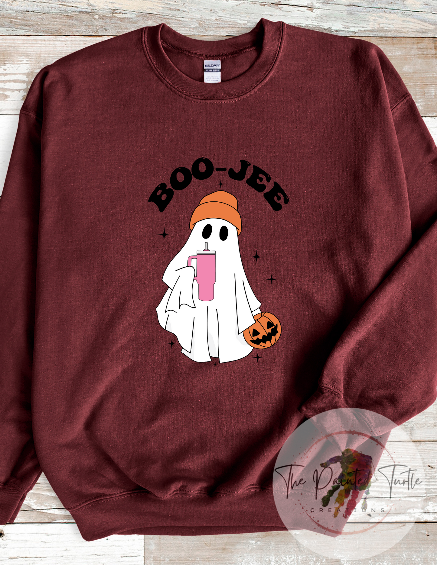 Boo-Jee Ghost w/ Tumbler and Toboggan - Halloween - Fall