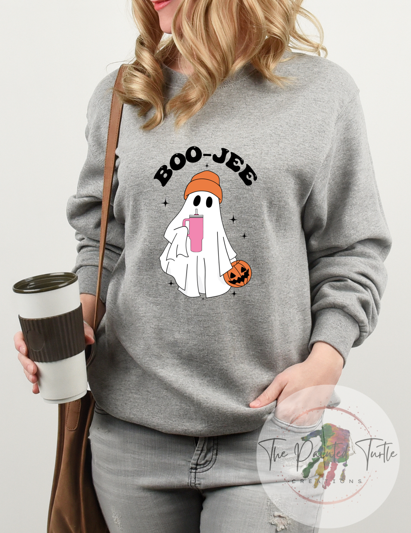 Boo-Jee Ghost w/ Tumbler and Toboggan - Halloween - Fall