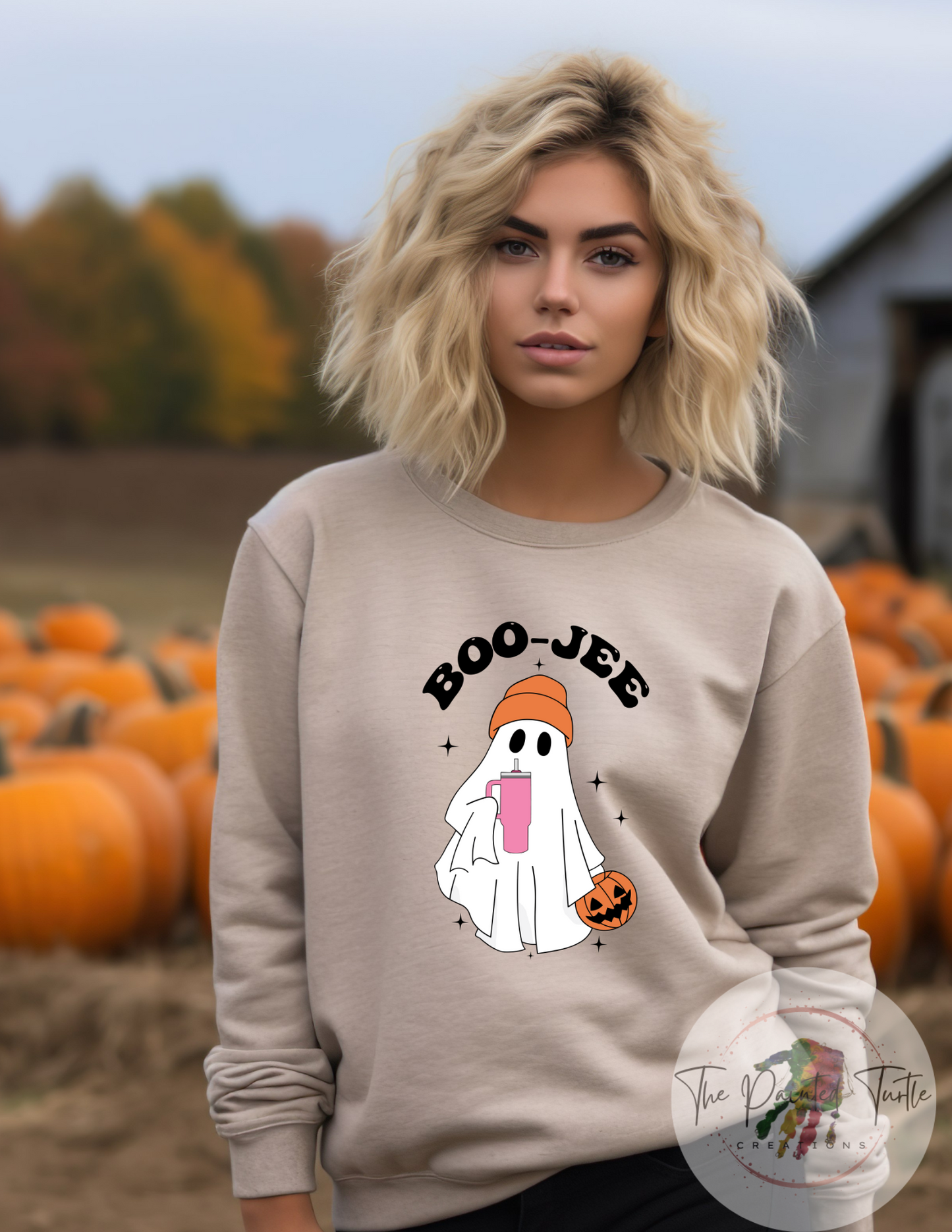 Boo-Jee Ghost w/ Tumbler and Toboggan - Halloween - Fall