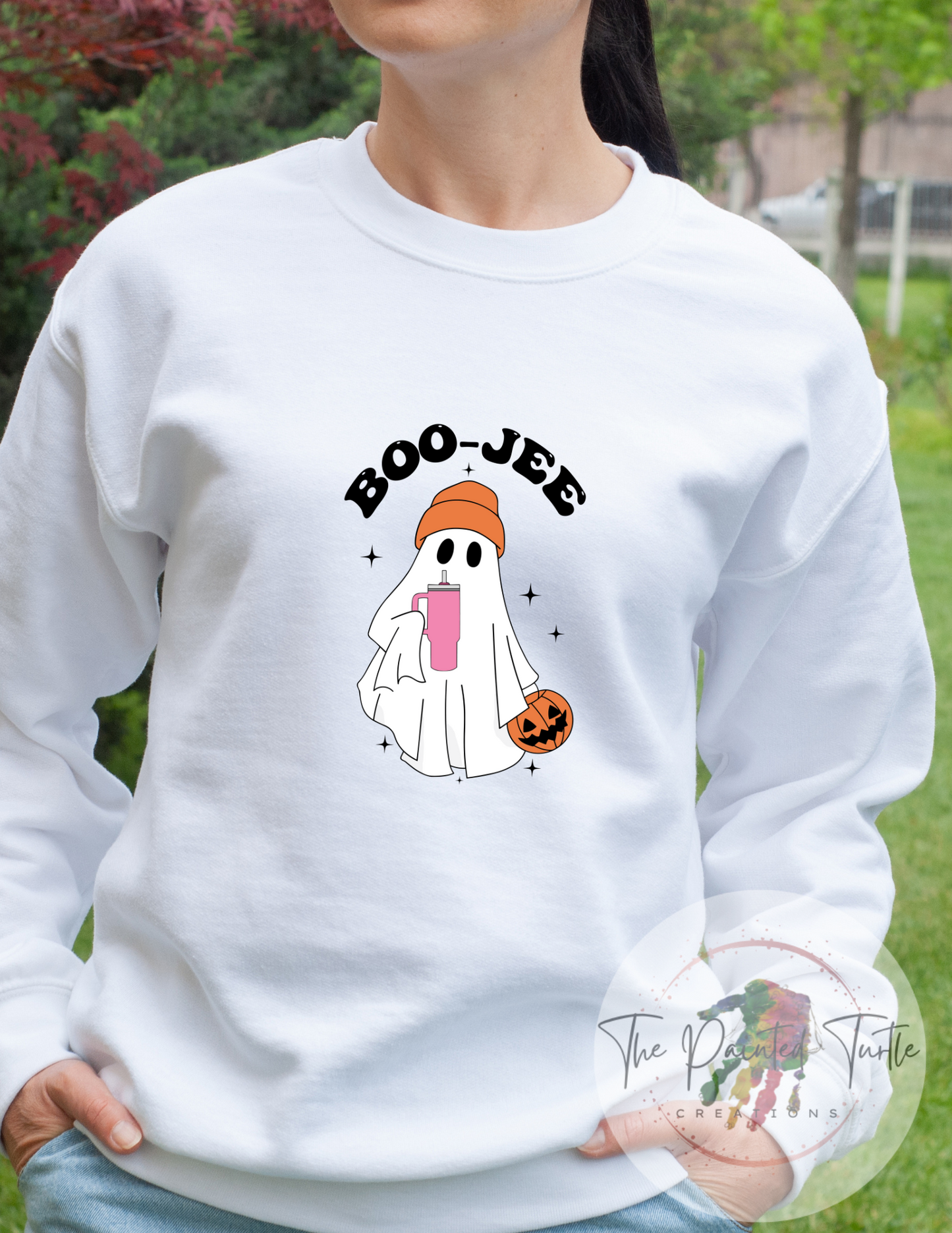 Boo-Jee Ghost w/ Tumbler and Toboggan - Halloween - Fall