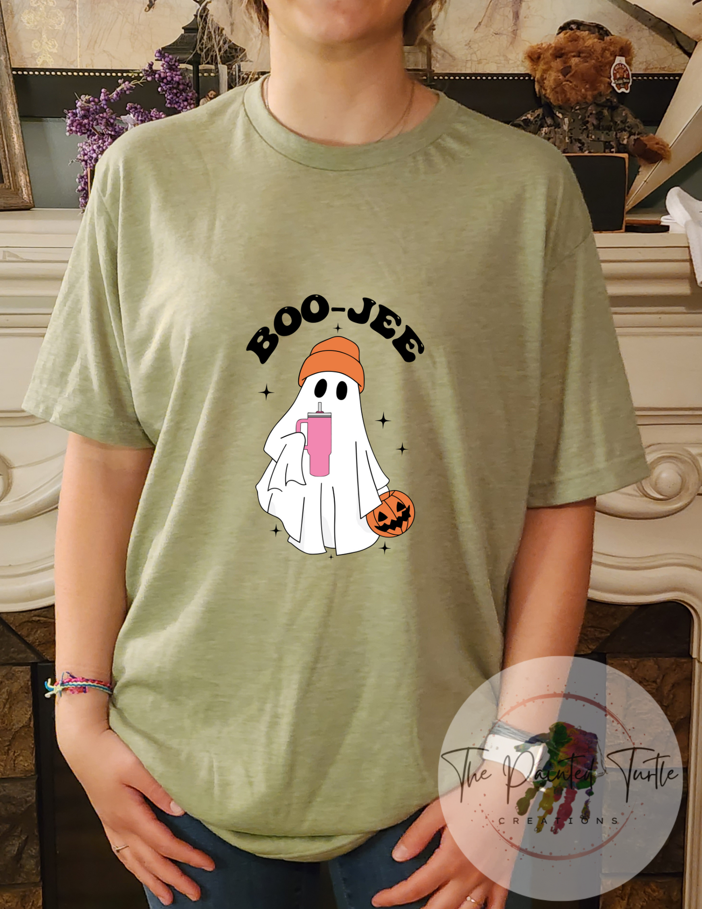 Boo-Jee Ghost w/ Tumbler and Toboggan - Halloween - Fall
