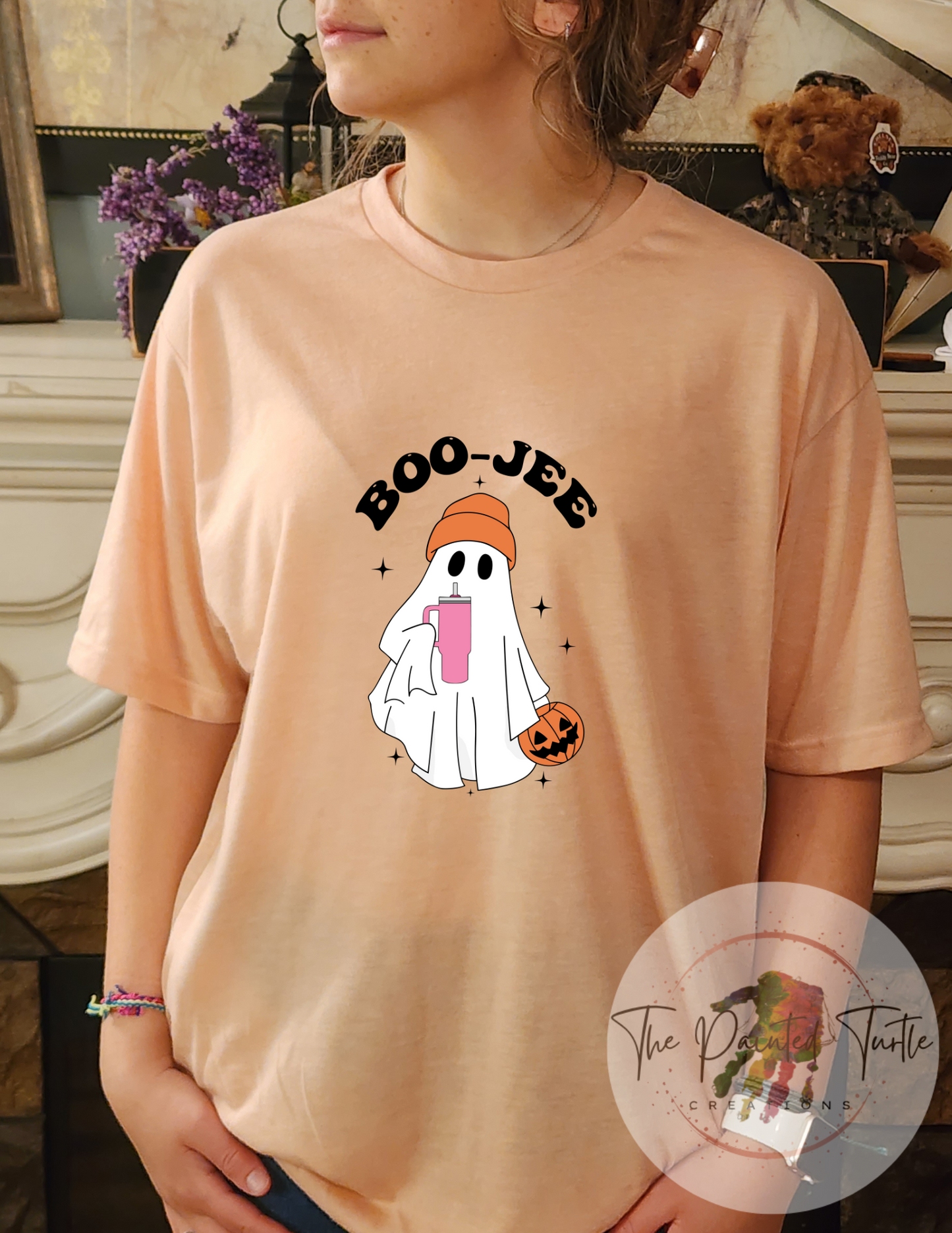 Boo-Jee Ghost w/ Tumbler and Toboggan - Halloween - Fall