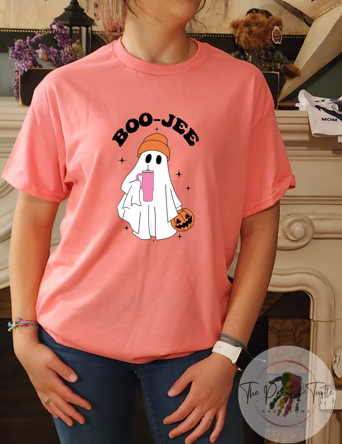 Boo-Jee Ghost w/ Tumbler and Toboggan - Halloween - Fall
