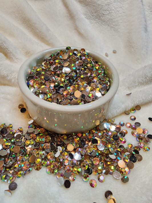 Champagne Slverback Rhinestones 6mm - Non Hotfix - Flatback - Resin